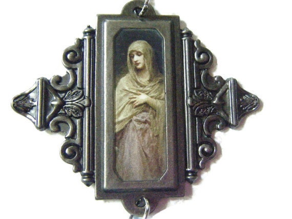Steampunk Virgin Mary Pendant Necklace
