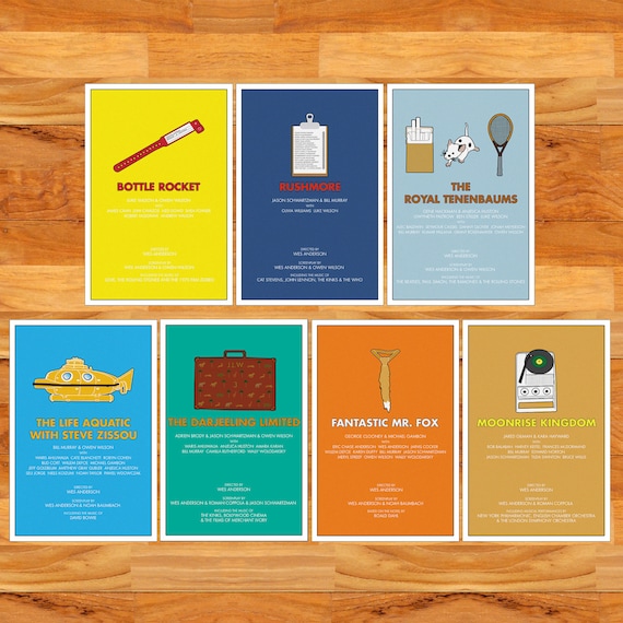 Wes Anderson collection alternative film posters - 12" x 18" (Made to order)