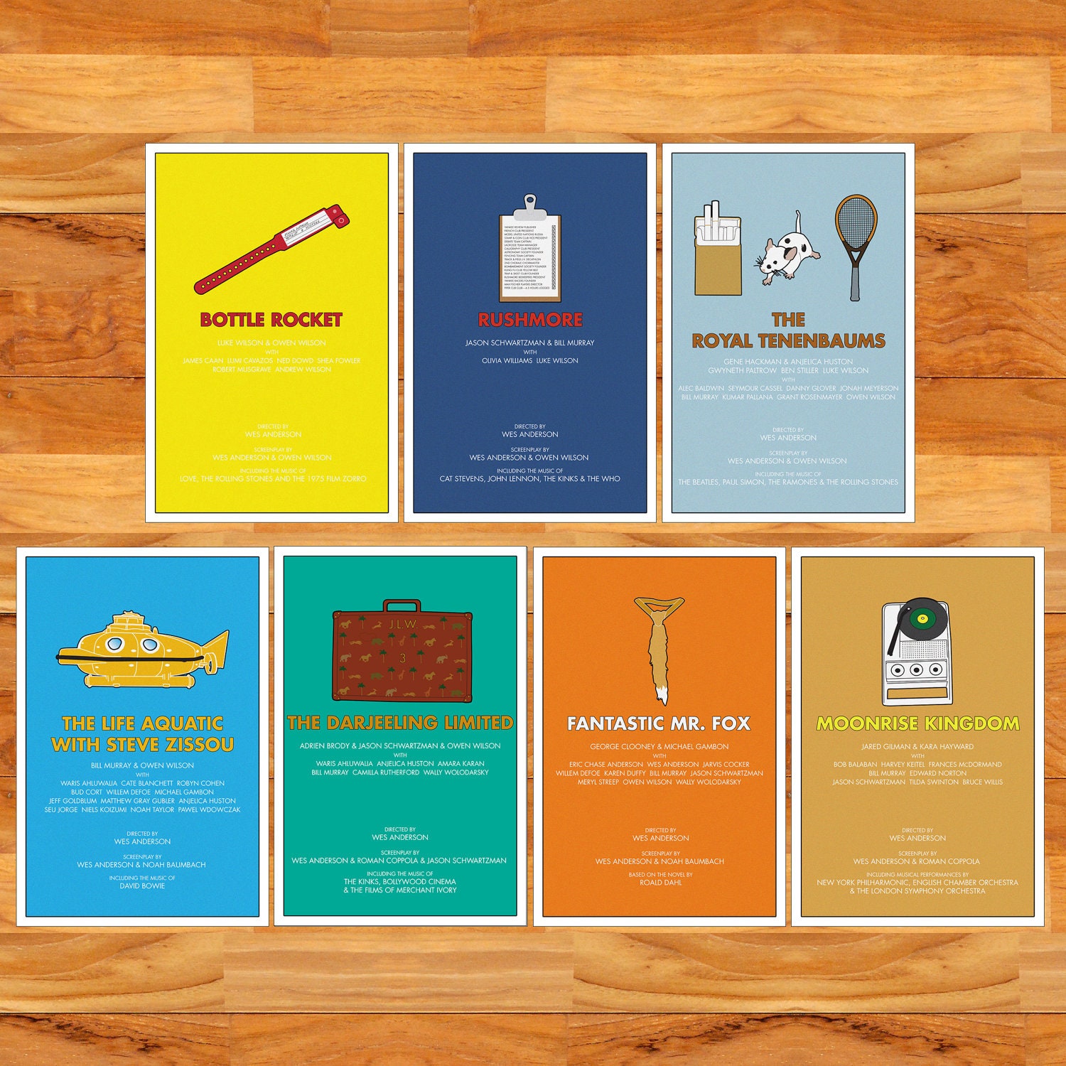 Wes Anderson collection alternative film posters - 12" x 18" (Made to order)