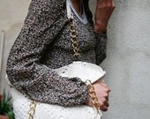 Vintage Crocheted Cream Shoulder Bag Purse Tote - Recycled Hand-made Vintage Bedspread