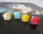 Cellphone Accessories - 4Pc Mix Color Rose Flower Plug - 3.5mm Smart Phone Dust Stopper Earphone Cap Dustproof Plug Charms for iPhone Ipad