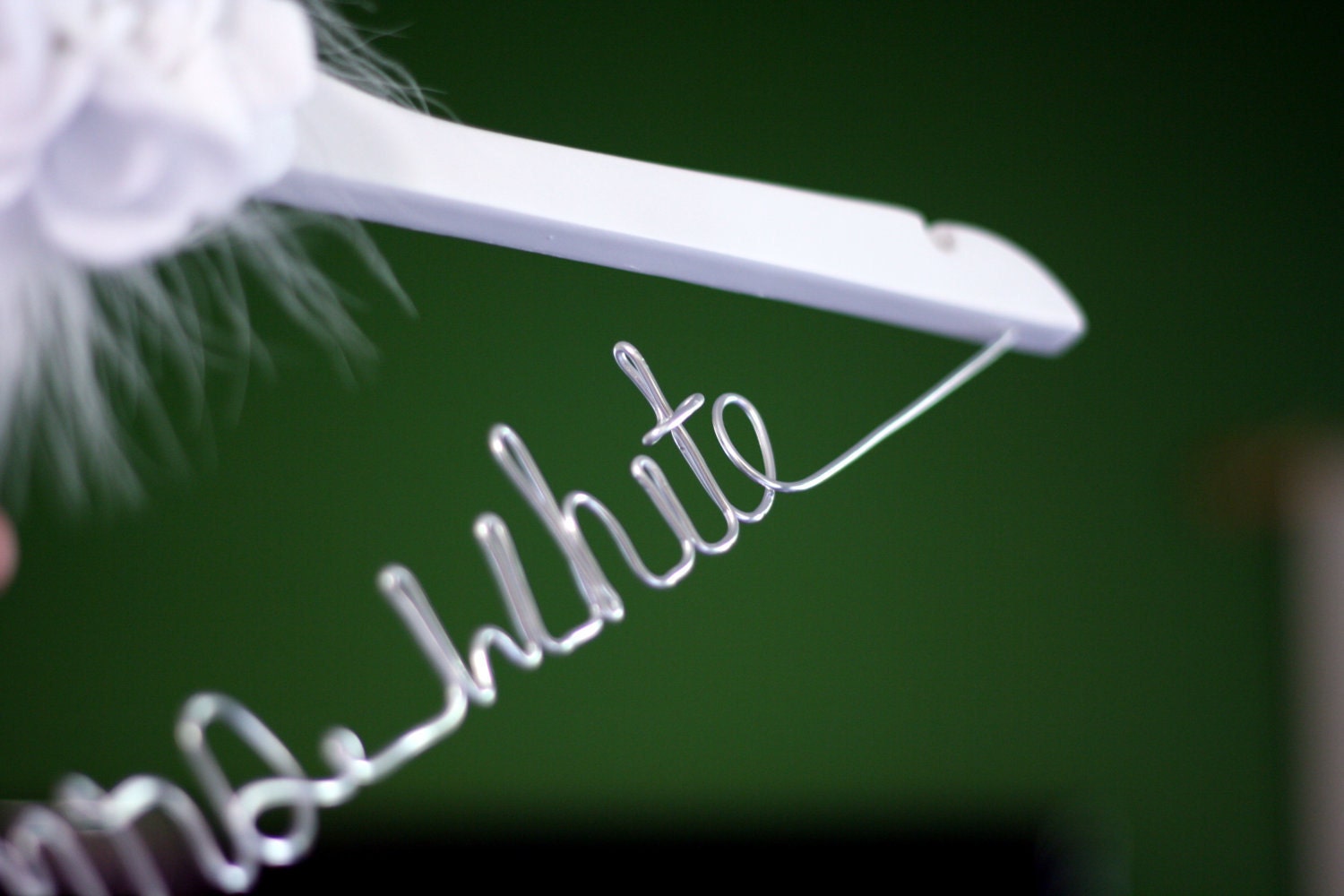 White Finish - Custom Bridal Hanger w/ Felt Flower, Personalized Bridal Dress Hanger, Wedding Hanger, Customized Hanger, Bride Hanger