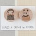 Bearded and Bear- pack of illustrated wooden brooches
