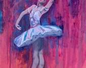 Ballerina artwork, ballet, oil painting by Nicole Roggeman, dancer, limited edition print, ballet shoes, bunheads, toe shoes