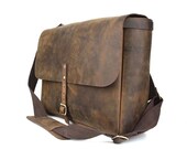 The Postal Messenger / Laptop Bag - Crazy Horse Brown Leather
