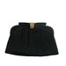 Vintage Clutch Purse Black Satin - Bow and Rhinestone Clasp - After Five Brand