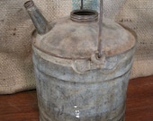Vintage Galvanized Oil / Gas Can - Shabby Chic - Rusty - Industrial Chic - Porch and Garden Decor
