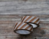 Japanese Washi Tape - Masking Tape roll in Chocolate Brown and White Stripes - theStationeryRoom