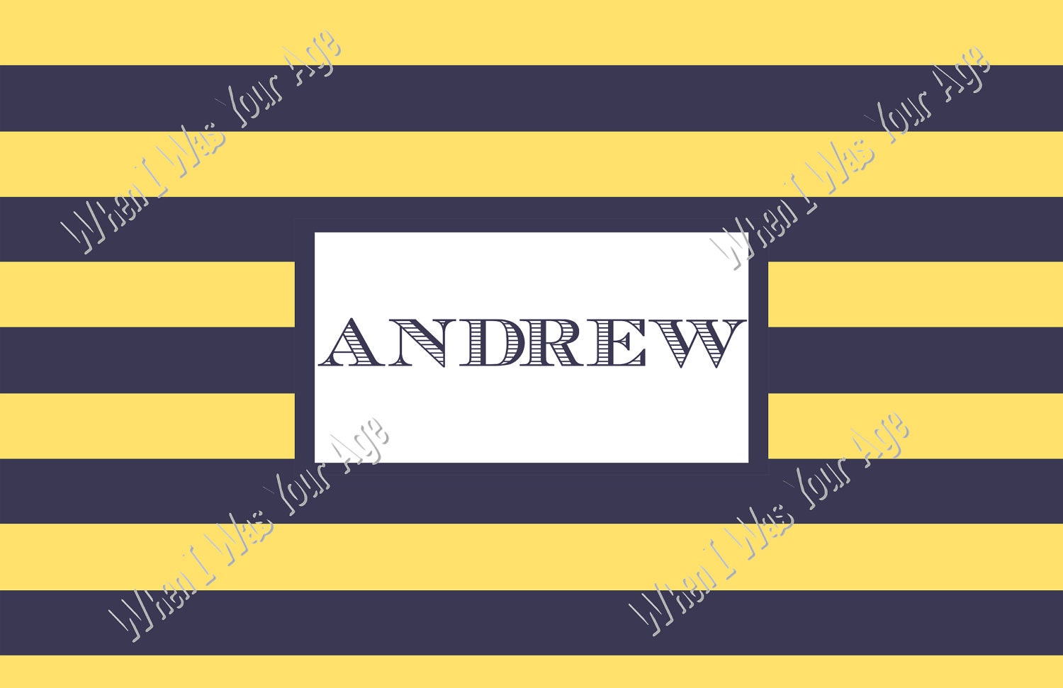 Yellow & Navy Stripe Personalized Placemat