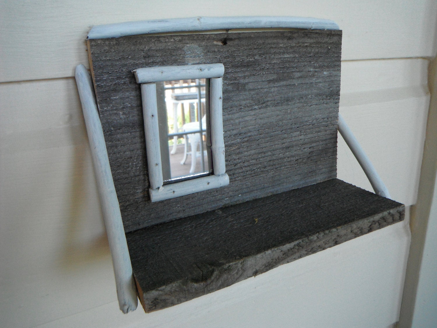 Shelf Folk Art Twig Primitive Rustic Country ECO Old Weathered Up Cycled Wood Handmade French Country Furniture