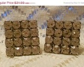 Vintage Square Rhinestone Clip On Earrings