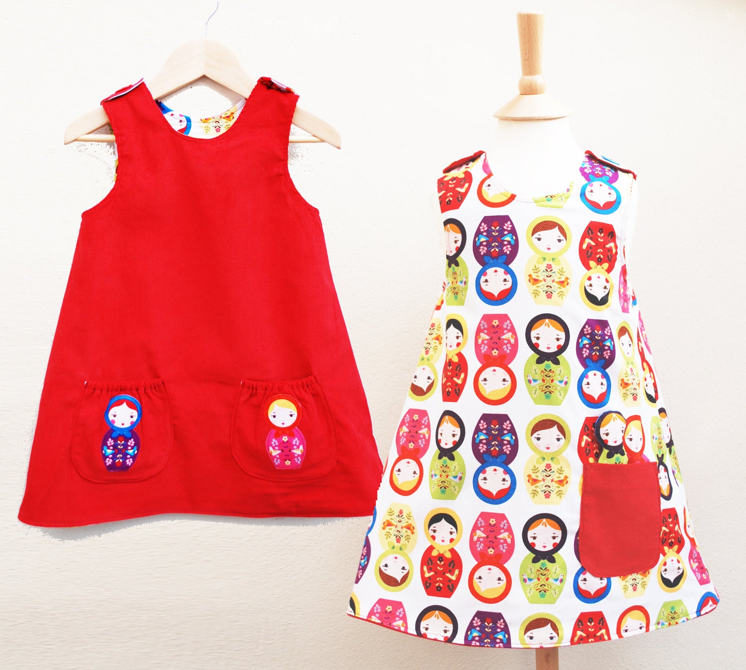 Childrens Clothing- Little girls Russian Doll red Dress