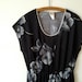 vintage black and white orchid print dress large