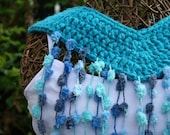 Crochet Collar in Turquoise Light Blue Dark Blue and Purple with Sequins by JennisCrochet