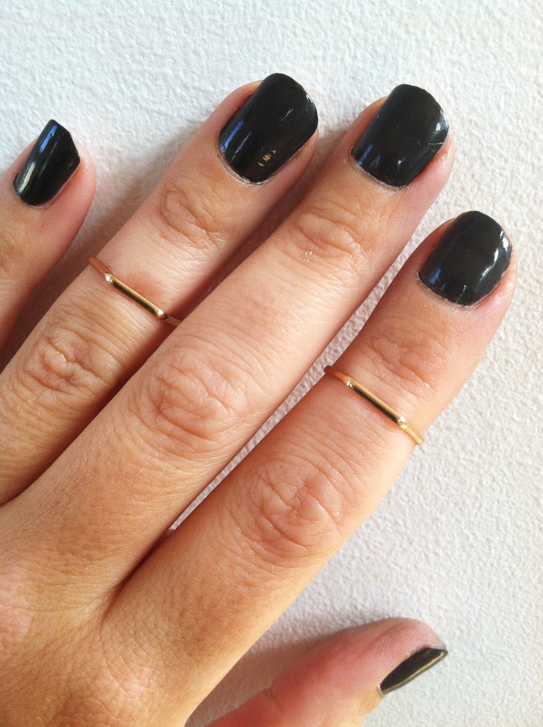 2 Hexagon Layering Mid Knuckle Ring-  Any Size- Yellow Gold Filled, Pink Gold Filled, or Sterling Silver