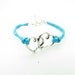Blue Rope Steampunk Bracelet Heart to Heart adjustable Vintage silver UnisexBow and Heart to Heart Bracelett 1183S