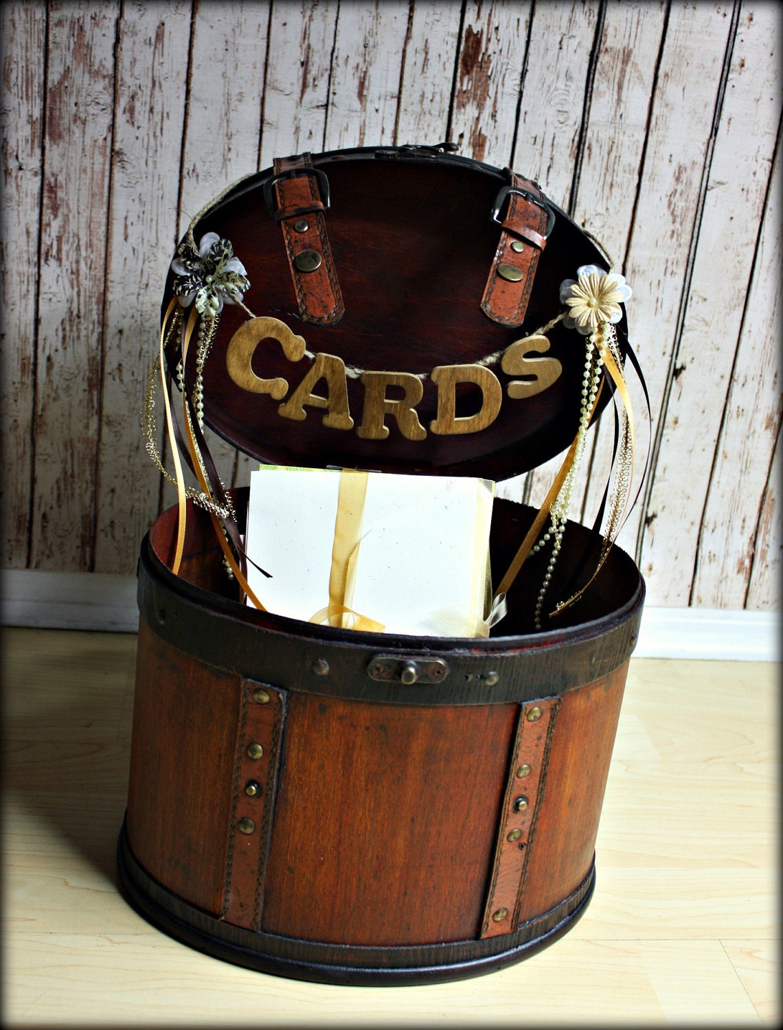 Rustic wedding-Mid sized wood oval trunk-wedding card holder-card box-wedding trunk-rustic wedding-rustic trunk