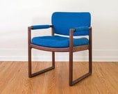 Vintage Blue Tweed Mid Century Accent Chair