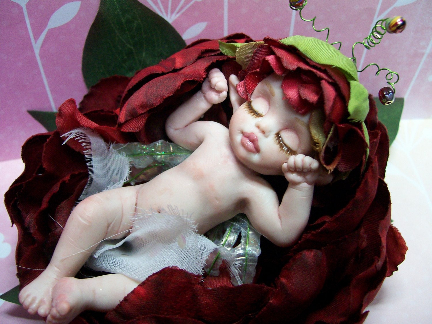 OOAK  fantasy fairy art doll  polymer clay sculpture child baby free shipping
