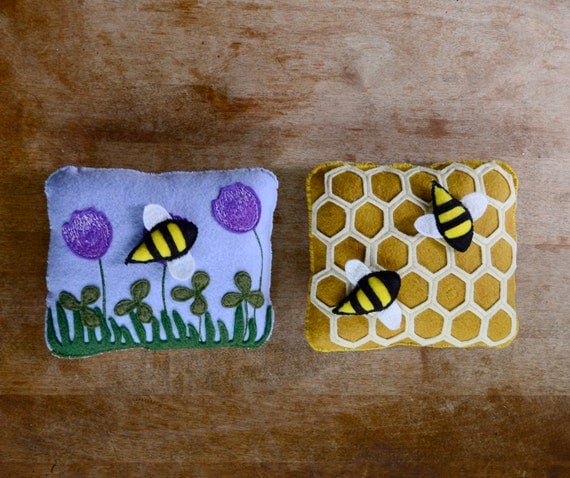 Handmade Montessori Work - Magnetic Wool Felt Bee and Honeycomb Work. Made to Order.