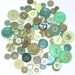 100 Green Buttons with Holes Round Circular Lot for Sewing Scrapbooking Altered Art Grab Bag
