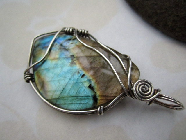 Sterling Silver Wrapped Labradorite Pendant - MyWiredHeart