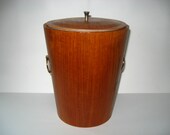 Mid Century Danish Modern Teak Ice Bucket Sweden Rainbow Wood Products -XLNT