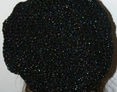 Black Beret Tam with Multicolor Sparkle