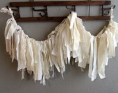 Tattered Shabby Garland Scarf Collar Tea Stained Deconstructed Prairie Style, Muslin Lace
