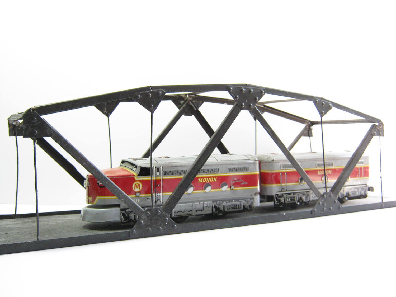 Vintage Marx Train Set Railroad Cars Train Engine Nursery Decor Fathers Day Mechanical Monon Railway Hoosier Line Tinplate