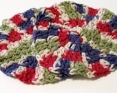 Crochet Round  Dish Cloth Hot Pad Earthly Tones Cotton set of two