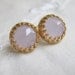 Chalcedony stud earrings, 18k gold post earrings, Lavender Purple rose cut chalcedony, Vintage earrings, Bridesmaid gifts, Bridal earrings