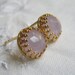 Chalcedony stud earrings, 18k gold post earrings, Lavender Purple rose cut chalcedony, Vintage earrings, Bridesmaid gifts, Bridal earrings
