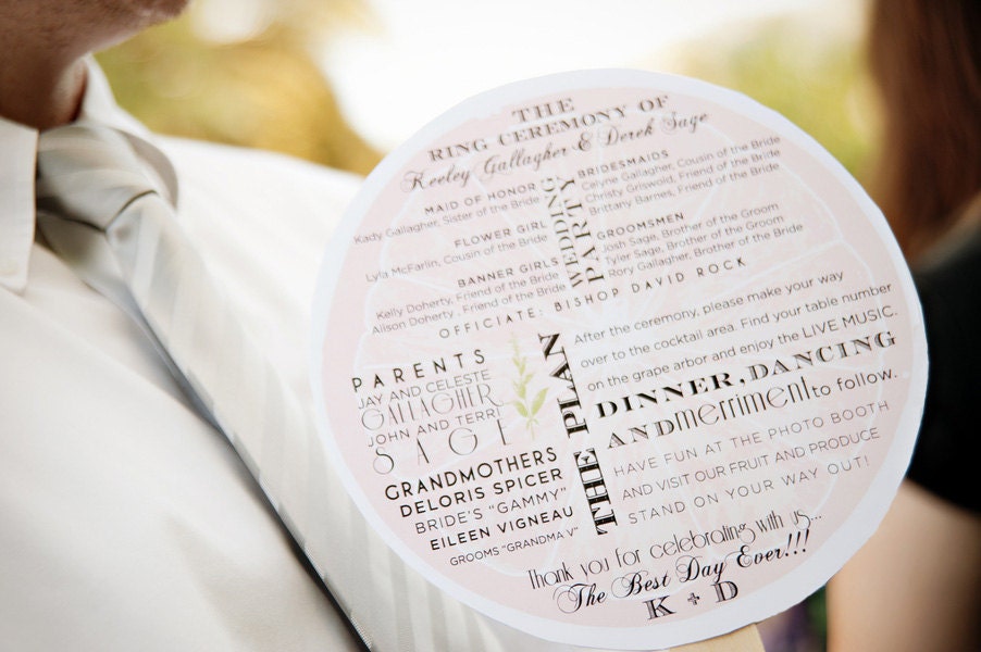 Custom Wedding Ceremony 2 Sided Fan Programs sold completely put together