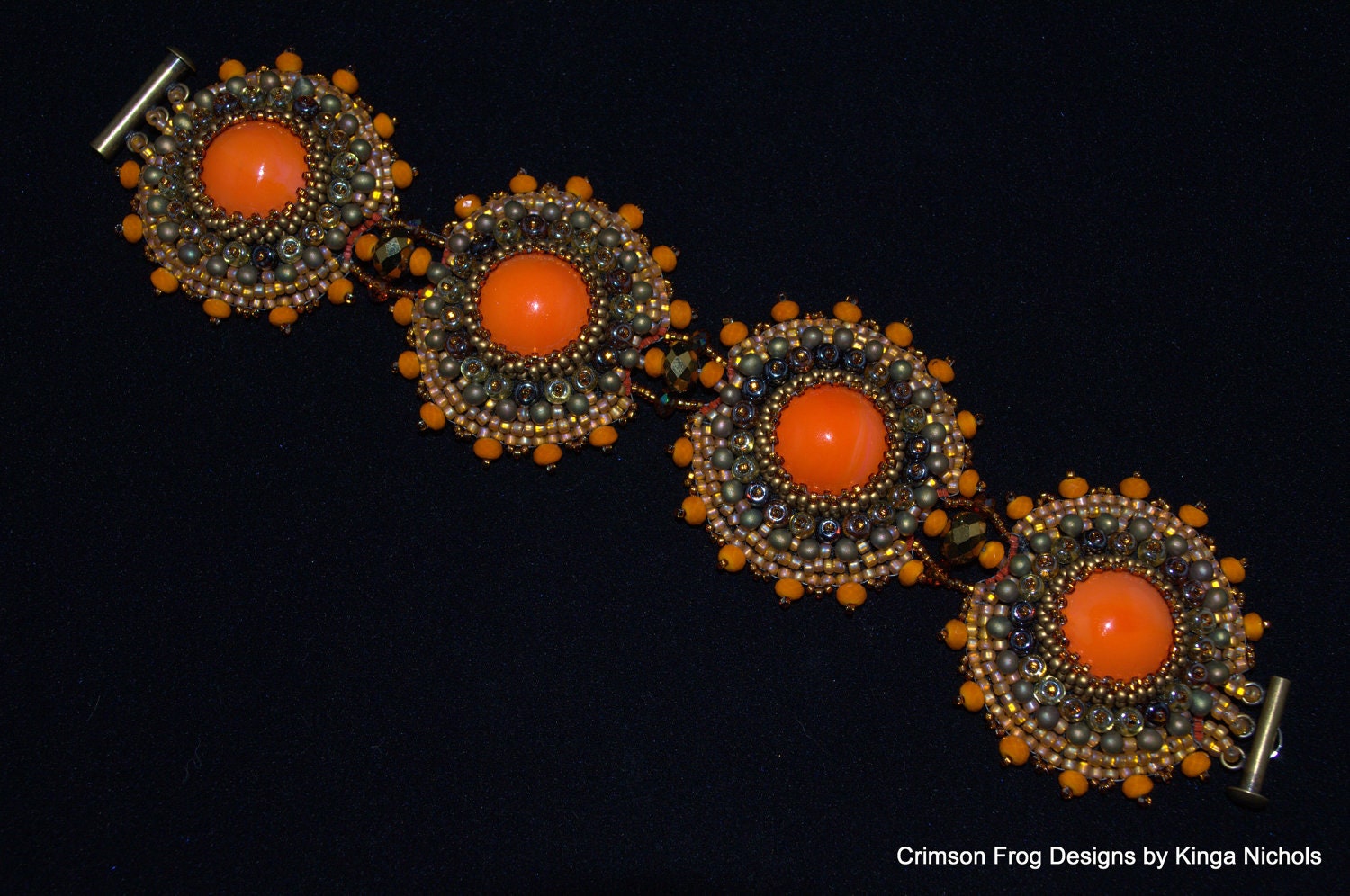 Pumpkin Bliss Bead Embroidered Bracelet