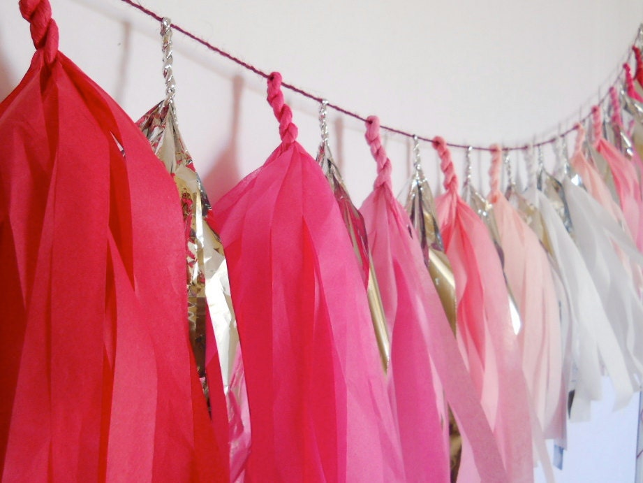 Pink Ombre and Silver Sparkle Tassel Garland