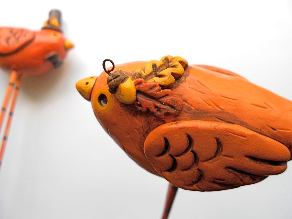 Pumpkin Spice Fall Birds in Love Wedding cake topper