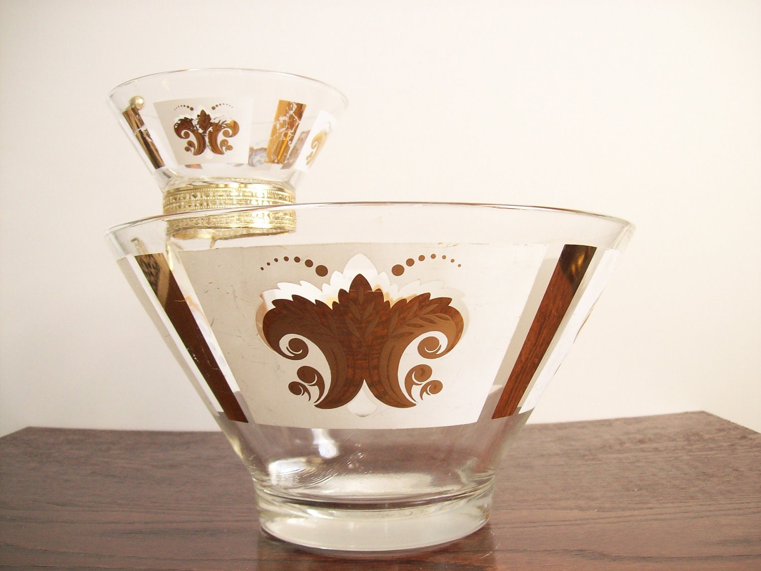 Vintage Chip and Dip Set, Fleur de Lis, Mid-Century