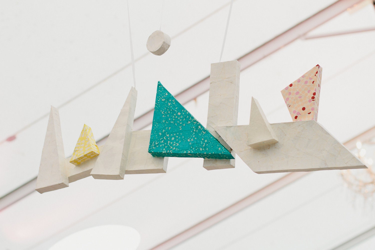 Abstract Geometric WINK Wedding Piñata (white, teal, pink, yellow, party size, ooak)