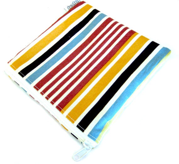 Zippered Snack Bag Waterproof Lining BPA FREE Stripe Print 6 x 6