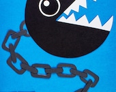 Chomp 5x7 Print of Papercut from Super Mario