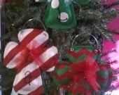 Three Christmas Cross Burlap Ornaments with Initials