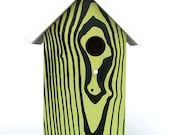 Modern Faux Wood Grain Birdhouse - Nest Box - Green Black