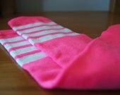 Toddler Leg Warmers for Girls - Pink with White sports stripes