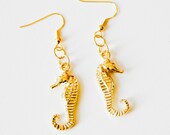 Seahorse Earrings Gold Nautical 10% of this sale will go to Sea Shepherd Conservation Society