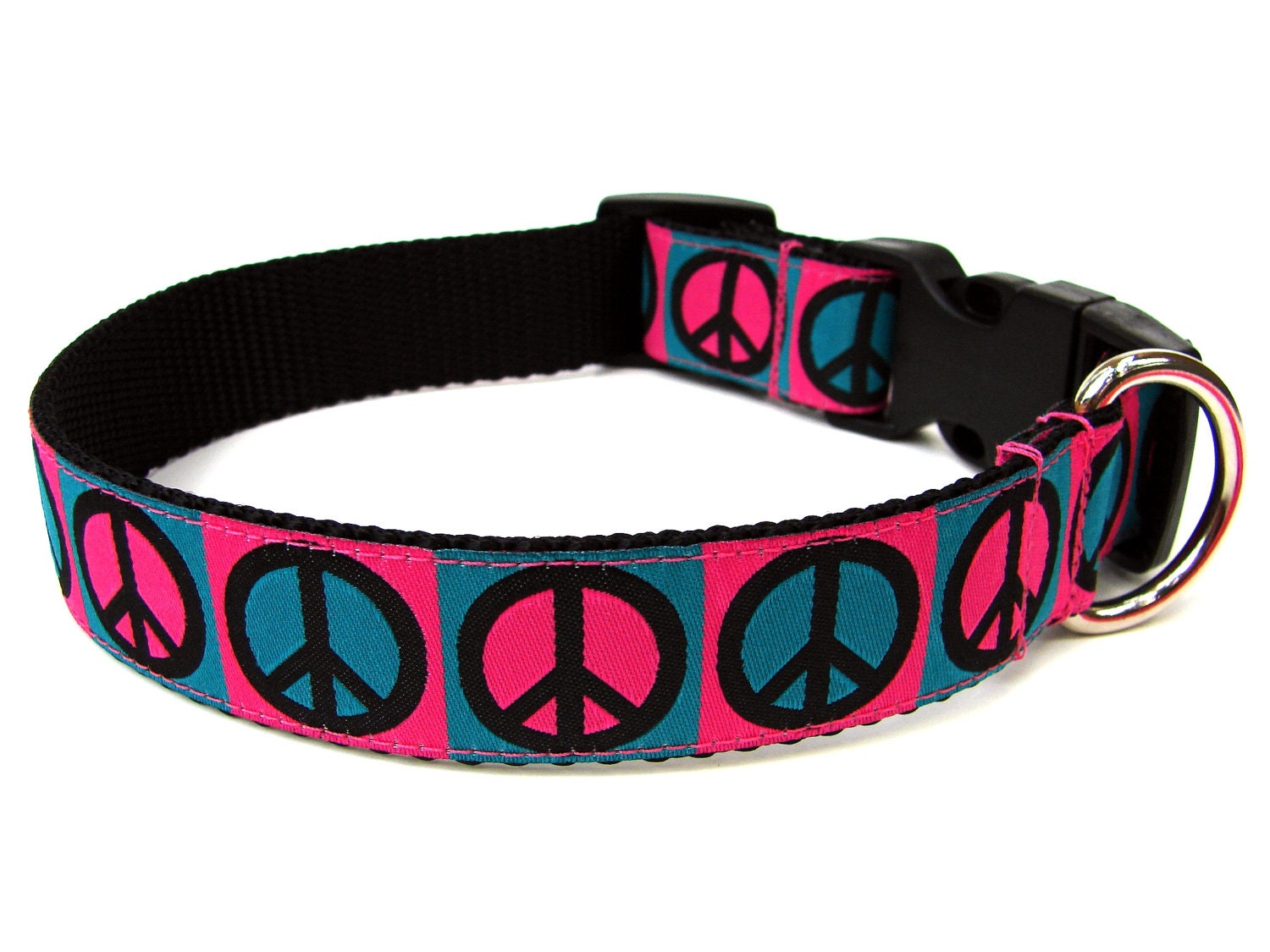 Pink Peace Dog Collar Colorful Dog Collar