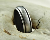 Silver Ring - Grooved Band in Solid Aluminum - Size 8 - Studio70Seven