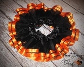 Halloween Chiffon Pixie Pettiskirt double lined with Satin Ribbon adapted from Petti Skirt for Baby or Child Black and Orange