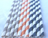 LiTTLe BoY Mix-- Navy orange and grey Paper Straws--25ct with Free Printable diy Flags Il_170x135