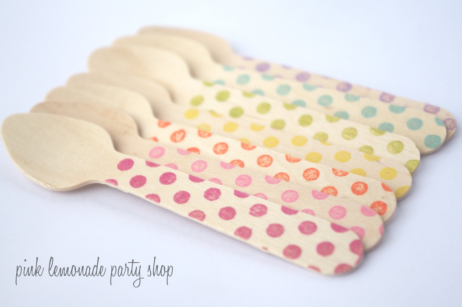 50HaNDSTamPed Polka Dot WooD Taster spoons--choose colors-made to order in up to 7days--weddings- parties--50pieces Il_570xn